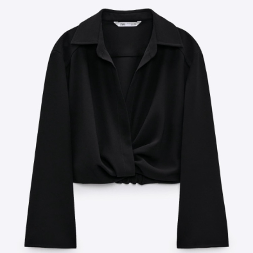 Zara Black Twist-Front Crop Top